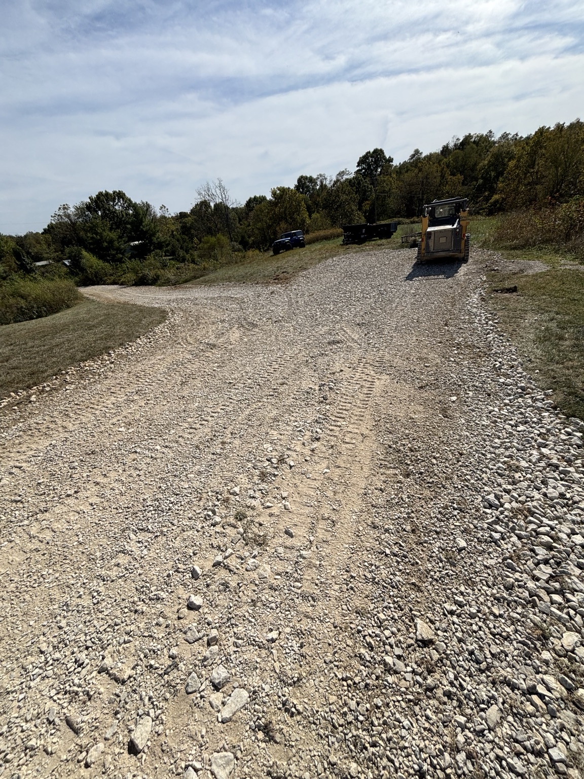 Reconditioned gravel driveway after grading